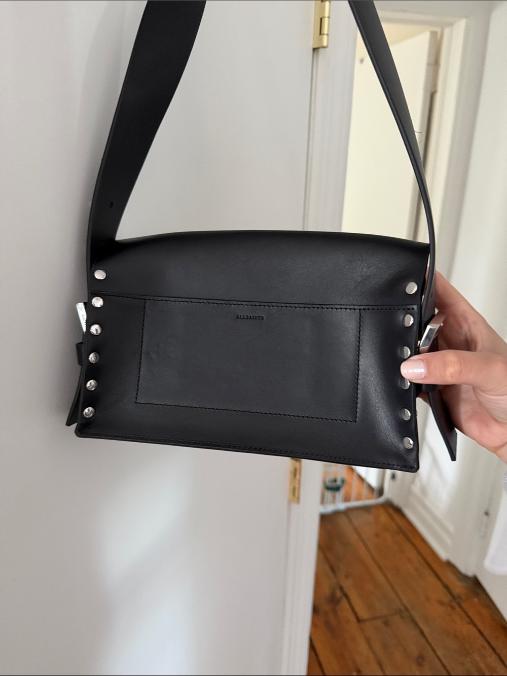 All Saints Black Leather Crossbody Bag - Picture 4 of 4